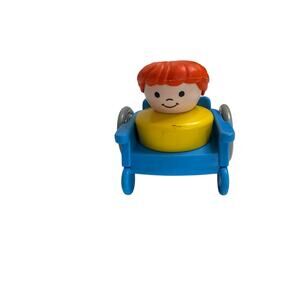 Vintage 1990 FISHER-PRICE Little People Red Hair Girl w/ Wheelchair Chunky Body